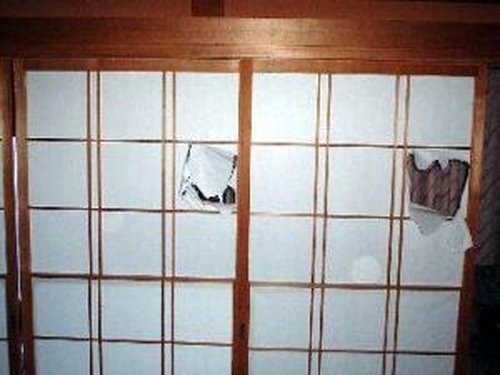 Two broken shoji doors