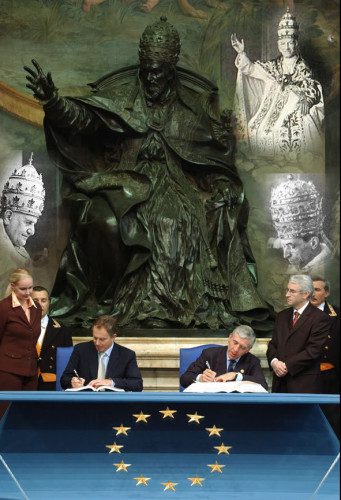 Tony Blair signs European Union Constitution