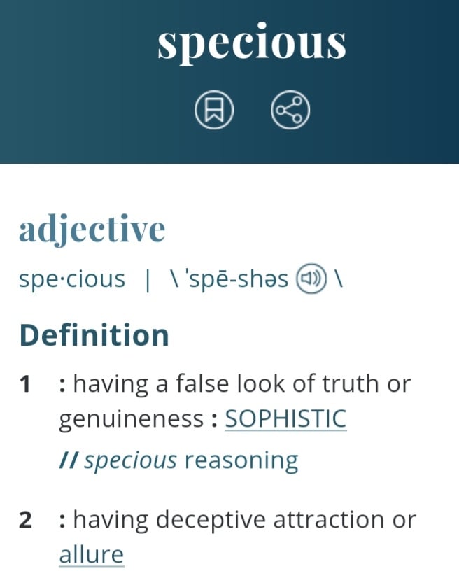Merriam-Webster's definition of specious