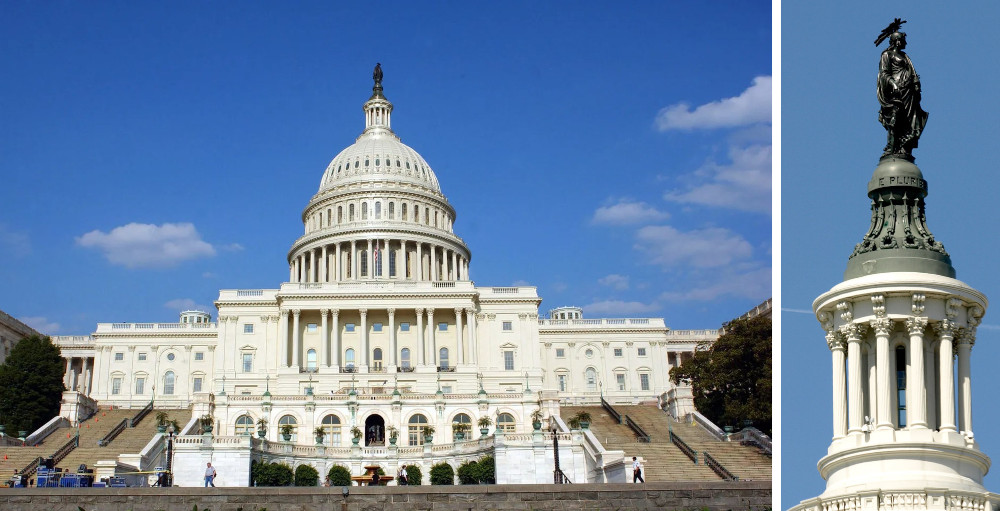 The Capitol with a close up of the statue